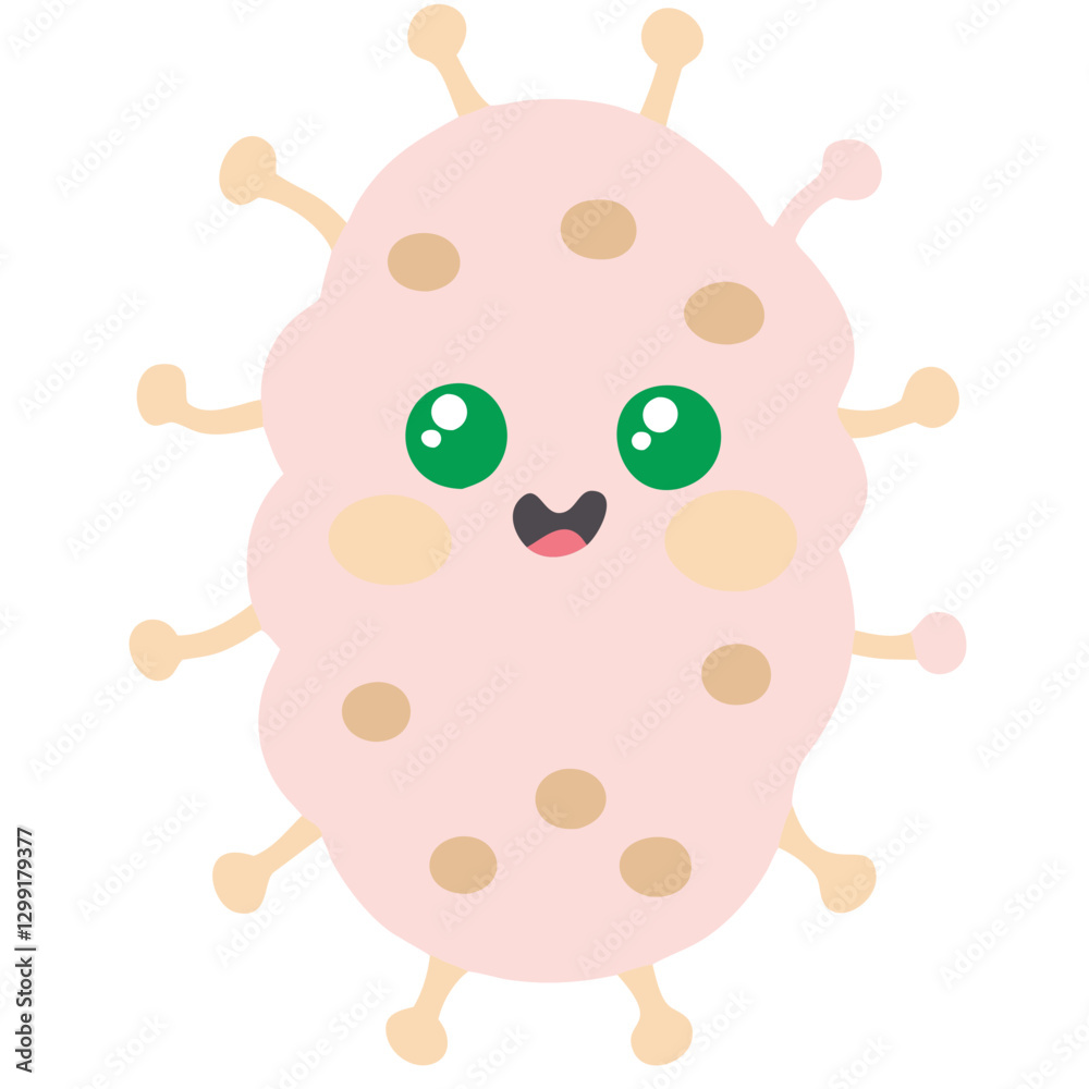 Cute Smiling Bacteria Character Vector Illustration for Kids Education and Science Projects Cute Smiling Bacteria Character Vector Illustration for Kids Education and Science Projects
