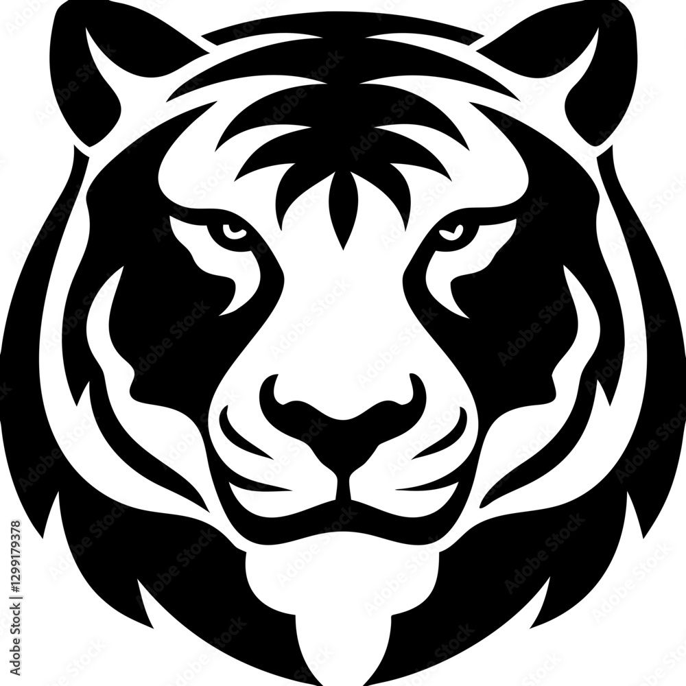 Obraz premium Fierce Tiger Face Vector Art Symbolizing Strength and Power