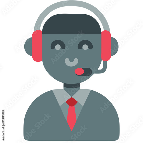 Customer Service Representative Avatar with Headset and Tie