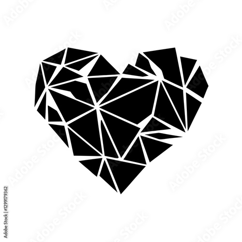 Geometric Heart Shape Vector Modern Abstract Design for Art and Decoration