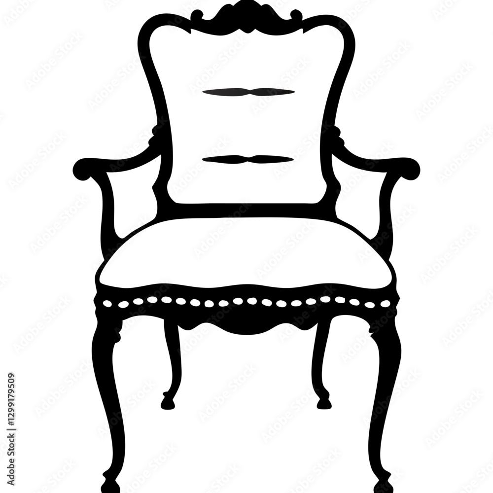 Fototapeta premium Elegant Vintage Armchair Silhouette Vector Illustration for Interior Design
