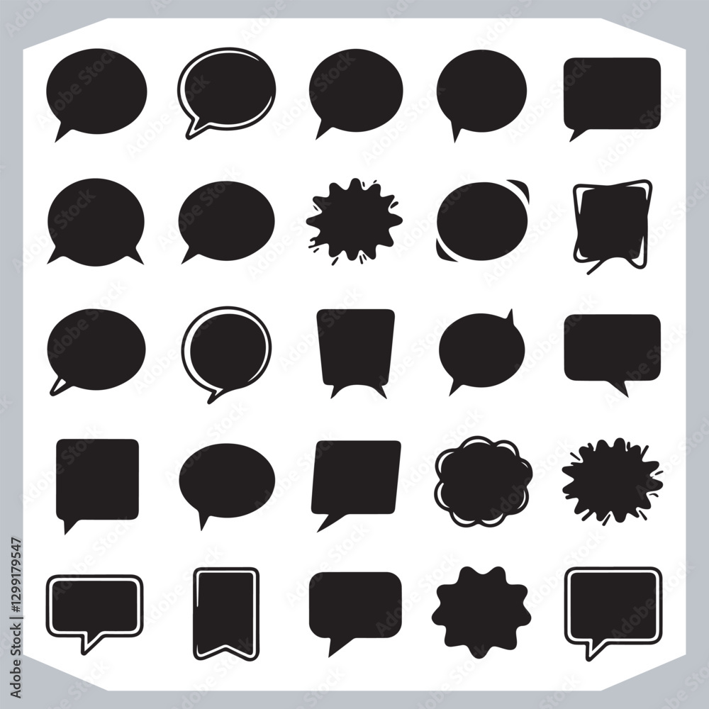 Hand Drawn Speech Bubble Collection Creative Outline Doodle Pack