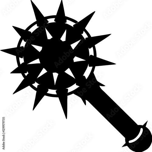 Medieval Spiked Mace Silhouette Vector for Historical Design and Illustration