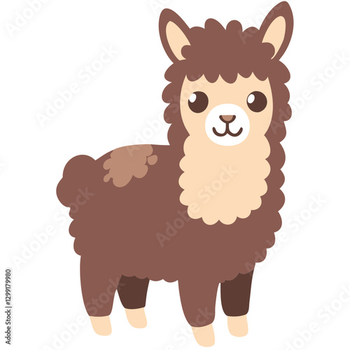 Cute Fluffy Alpaca Cartoon Vector Illustration for Kids Decor Nursery Art