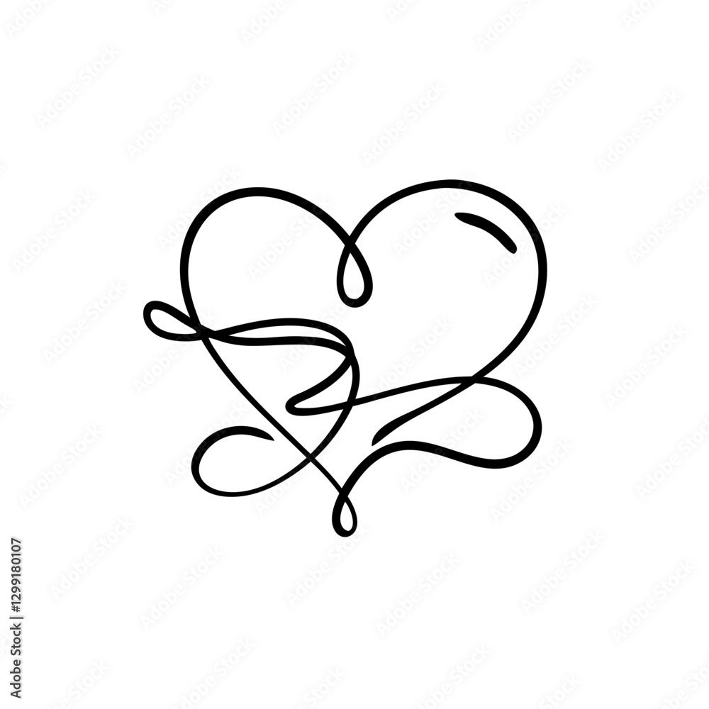 Elegant Heart Calligraphy Vector Design for Romantic Crafts and Decorations Elegant Heart Calligraphy Vector Design for Romantic Crafts and Decorations