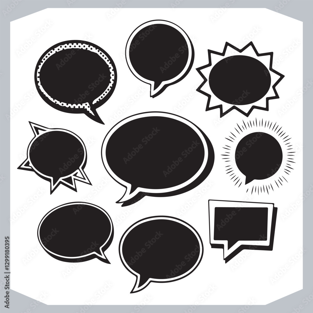 Hand Drawn Speech Bubble Collection Creative Outline Doodle Pack
