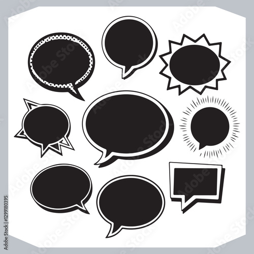 Obraz na płótnie Hand Drawn Speech Bubble Collection Creative Outline Doodle Pack w salonie