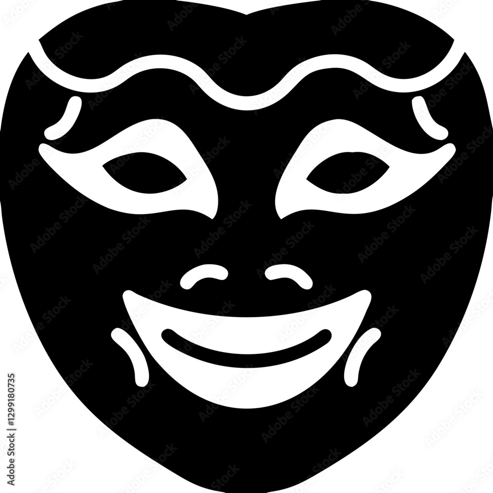 Theatrical Comedy Mask Symbol of Joyful Expression in Vector Art Theatrical Comedy Mask Symbol of Joyful Expression in Vector Art