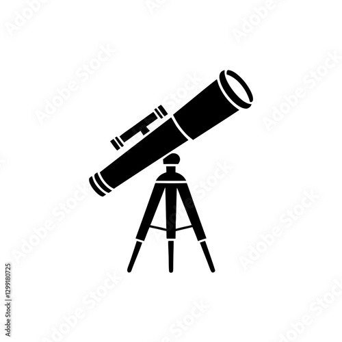 Telescope Silhouette on Tripod for Astronomy and Stargazing Vector Illustration