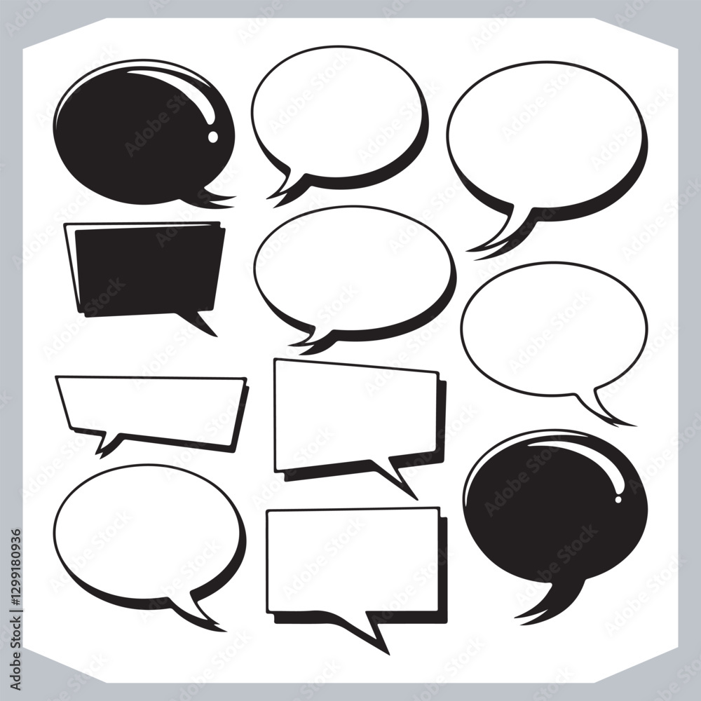Hand Drawn Speech Bubble Collection Creative Outline Doodle Pack