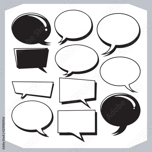 Obraz na płótnie Hand Drawn Speech Bubble Collection Creative Outline Doodle Pack w salonie