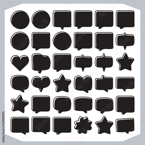 Obraz na płótnie Hand Drawn Speech Bubble Collection Creative Outline Doodle Pack w salonie