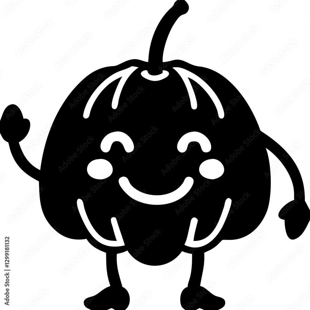 Obraz premium Cute Smiling Pumpkin Character Vector Art for Halloween and Autumn Themes