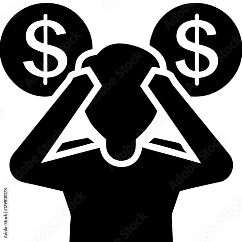 Economic Stress Concept with Person Holding Head and Dollar Signs Vector Illustration