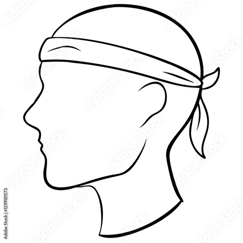 Silhouette Profile of Person with Bandana Headband Vector Illustration