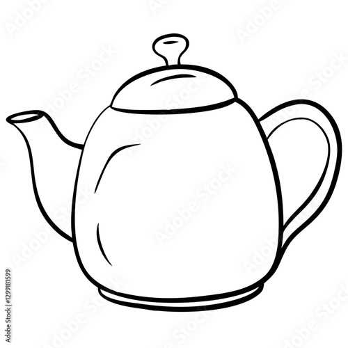Black Outline Vector Teapot Illustration for Kitchen Decor and Tea-Themed Designs