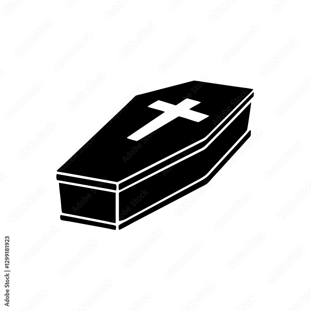 Black Coffin with Cross Vector Illustration for Funeral Memorial Concepts Black Coffin with Cross Vector Illustration for Funeral Memorial Concepts