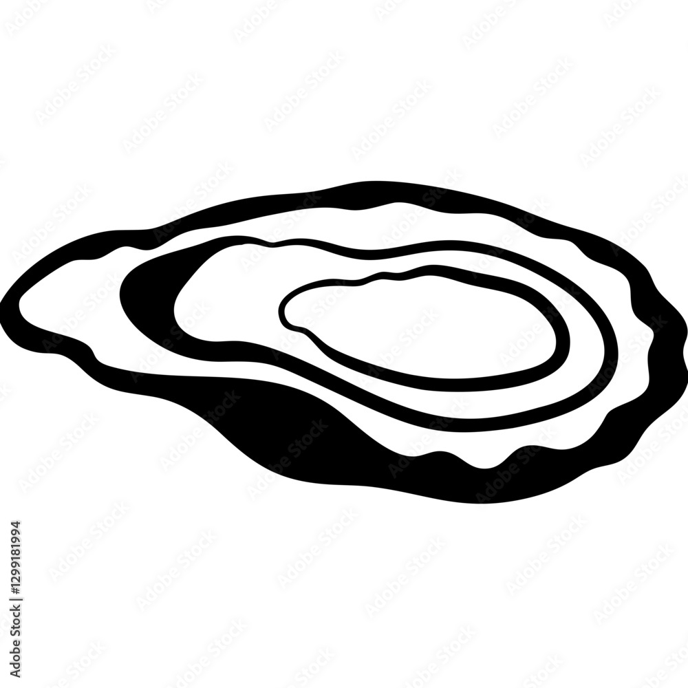 Black and White Oyster Shell Vector Illustration for Seafood Design and Nautical Themes Black and White Oyster Shell Vector Illustration for Seafood Design and Nautical Themes