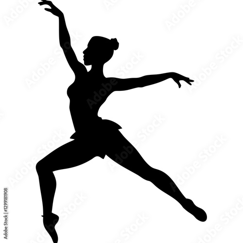 Elegant Ballet Dancer Silhouette Captures Graceful Dance Movement in Vector Art
