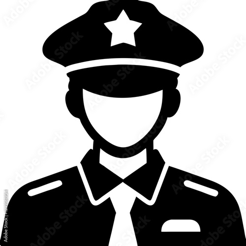 Police Officer Vector Silhouette for Law Enforcement and Security Graphics