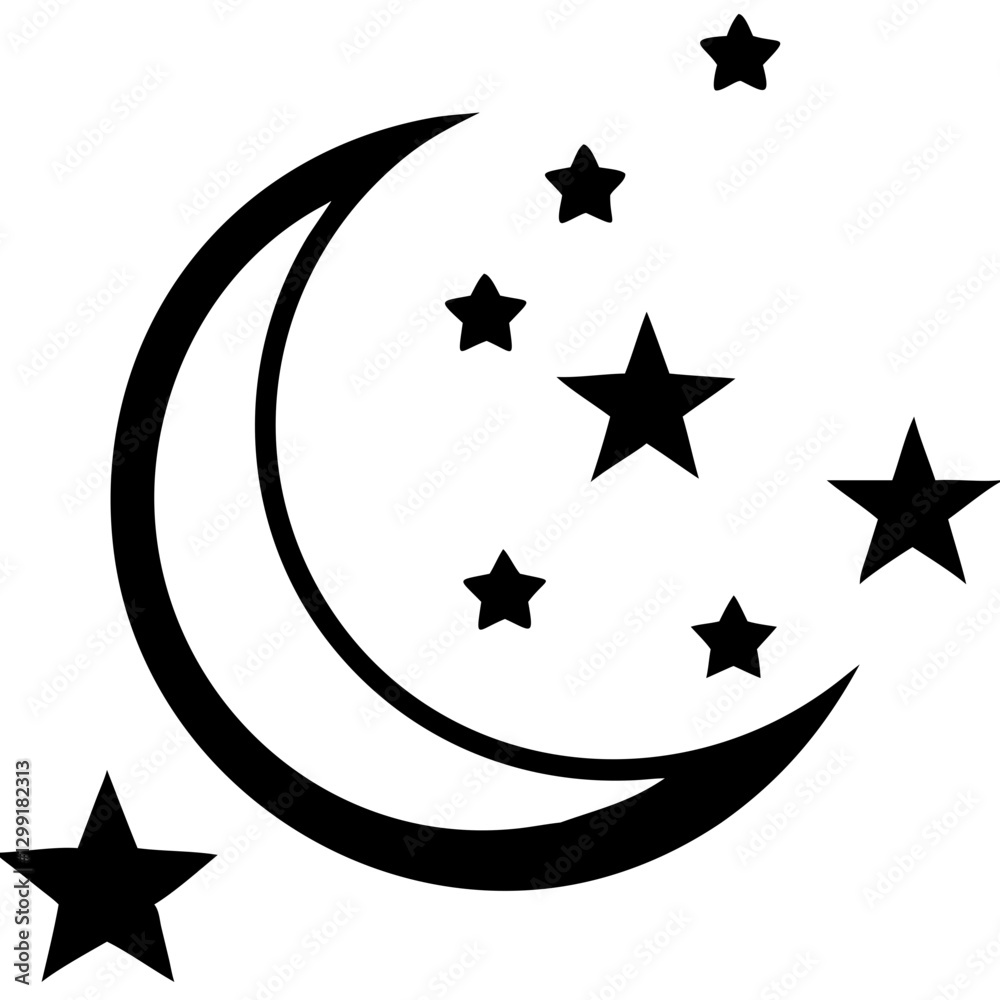 Celestial Moon and Starry Night Vector Illustration for Decor and Design Projects Celestial Moon and Starry Night Vector Illustration for Decor and Design Projects