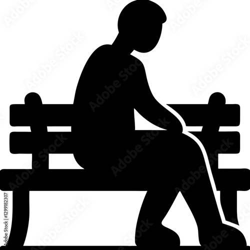 Silhouette of Person Sitting on Bench Contemplation and Solitude Vector Illustration