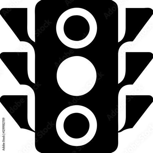 Black Traffic Light Silhouette Vector for Road Safety and Transportation Design