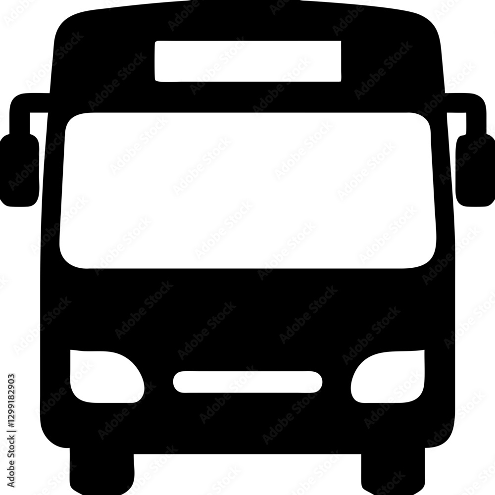 Vector Illustration of Front View Bus Silhouette for Transportation Design
