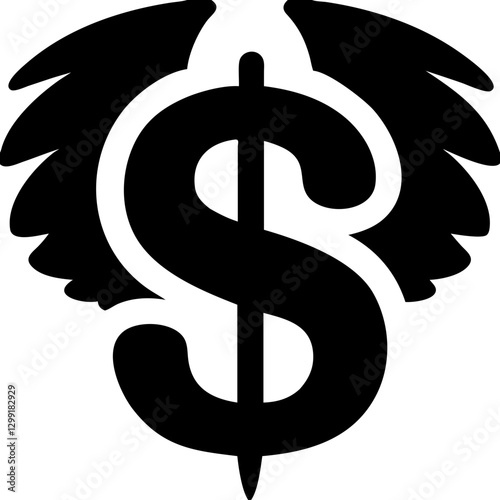 Dollar Symbol with Wing Motif Vector for Financial Success and Freedom Themes