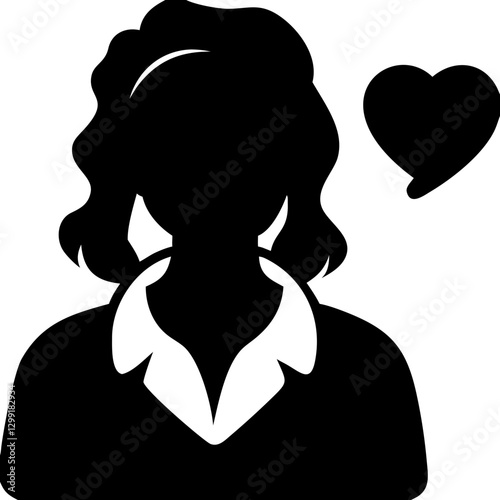 Woman Silhouette with Heart Symbol Romantic Vector Illustration for Love Themes