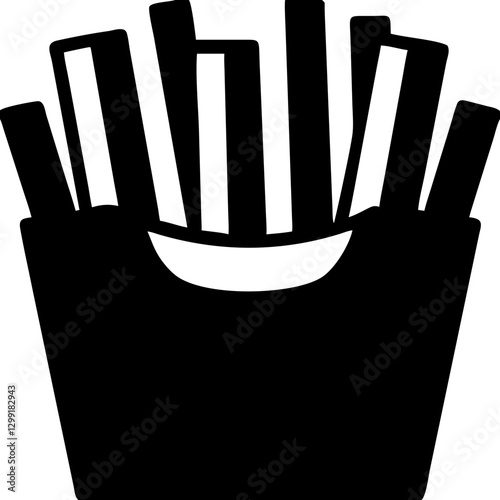 Vector Illustration French Fries Silhouette Fast Food Concept