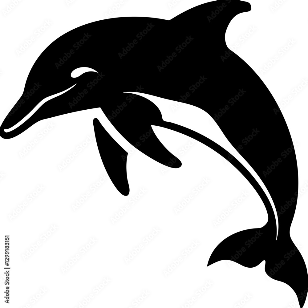 Obraz premium Silhouette Dolphin Vector Illustration for Marine Graphic Design