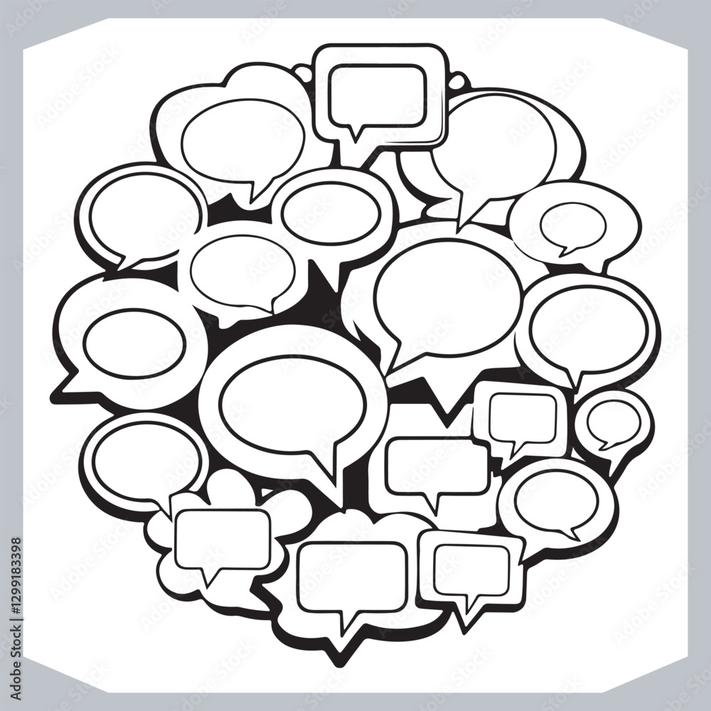 Outline Speech Bubbles in Different Shapes Hand Drawn Doodle Pack