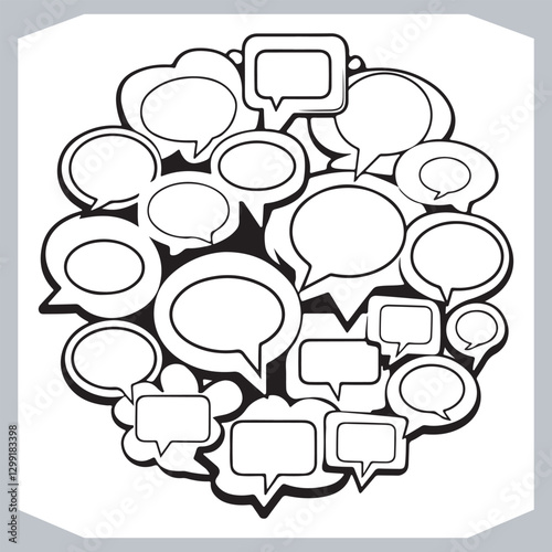 Obraz na płótnie Outline Speech Bubbles in Different Shapes Hand Drawn Doodle Pack w salonie