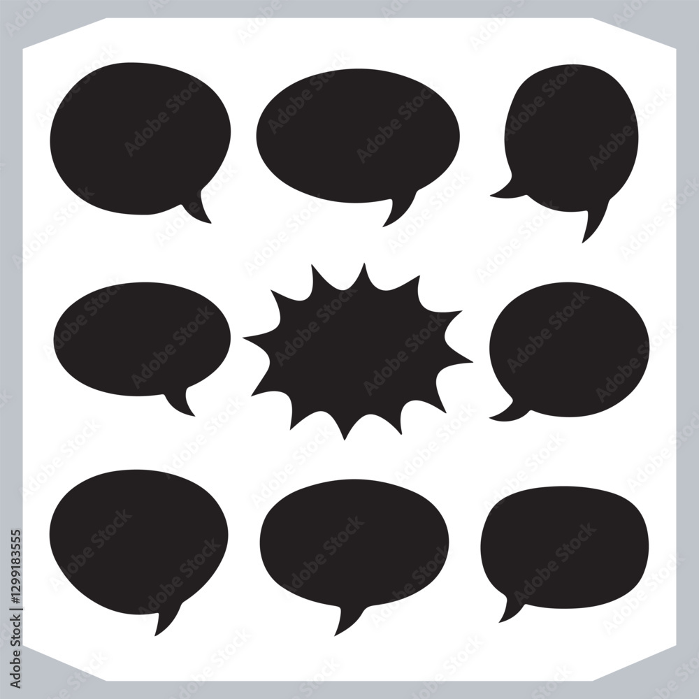 Outline Speech Bubbles in Different Shapes Hand Drawn Doodle Pack