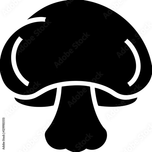 Black Mushroom Silhouette Simple Vector for Food Design and Nature Concepts