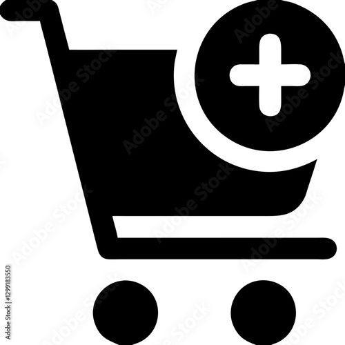 Shopping Cart with Plus Symbol for Online Retail and E-commerce Add to Cart Actions