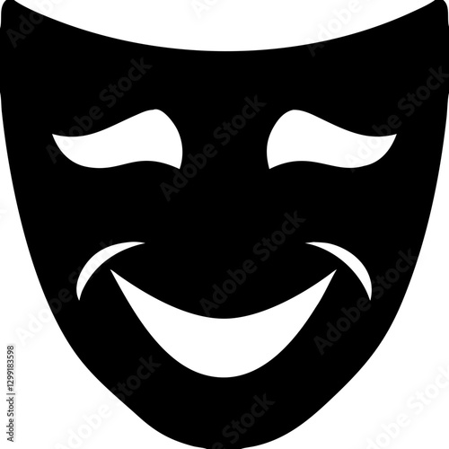 Black Theater Comedy Mask Vector Art for Performing Arts Symbolism
