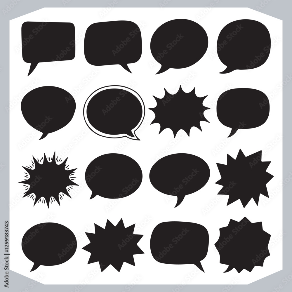 Outline Speech Bubbles in Different Shapes Hand Drawn Doodle Pack