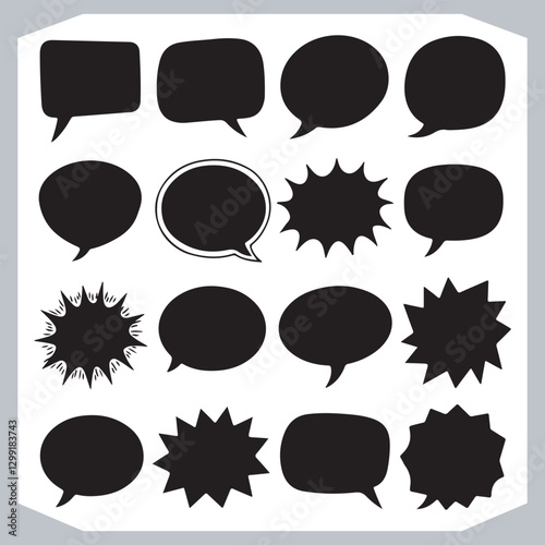 Obraz na płótnie Outline Speech Bubbles in Different Shapes Hand Drawn Doodle Pack w salonie