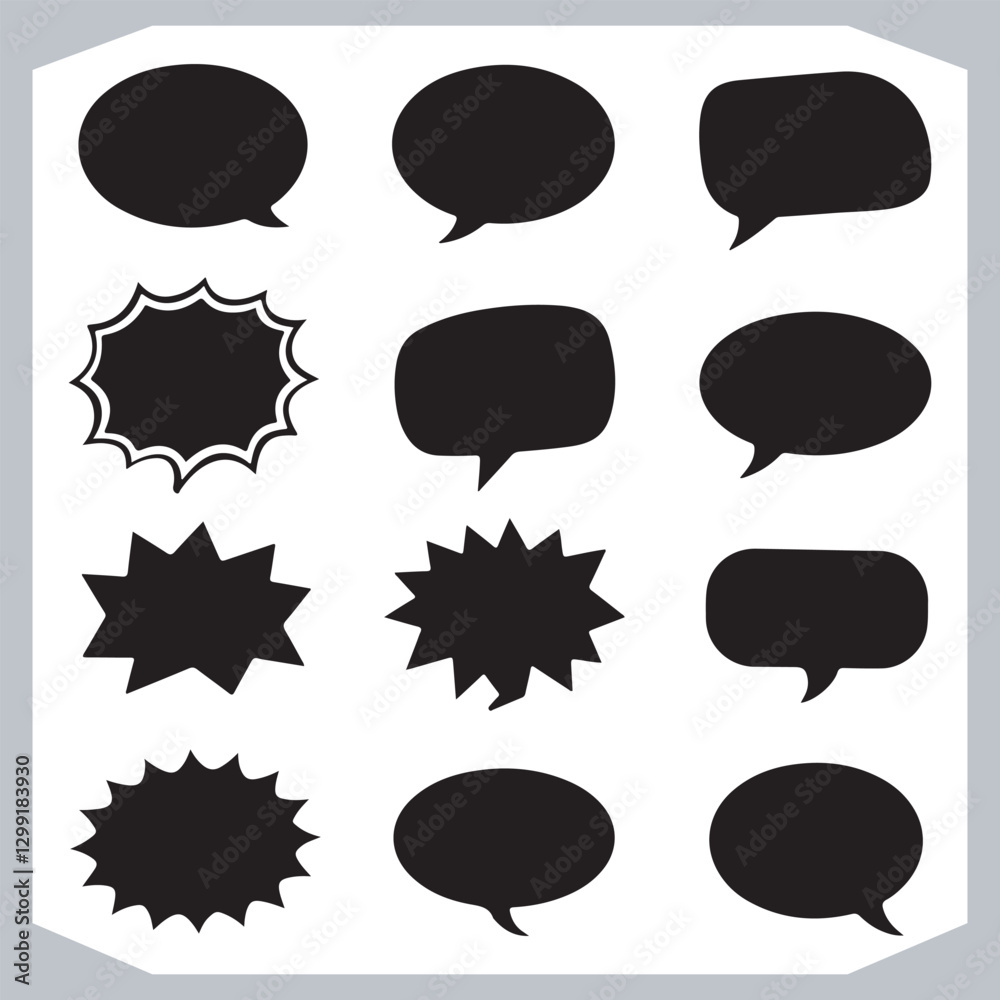 Outline Speech Bubbles in Different Shapes Hand Drawn Doodle Pack