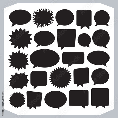 Obraz na płótnie Outline Speech Bubbles in Different Shapes Hand Drawn Doodle Pack w salonie