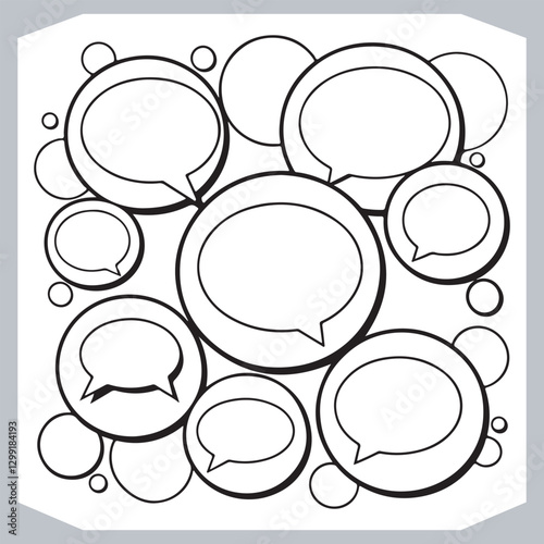 Obraz na płótnie Outline Speech Bubbles in Different Shapes Hand Drawn Doodle Pack w salonie