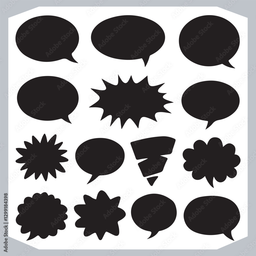 Outline Speech Bubbles in Different Shapes Hand Drawn Doodle Pack