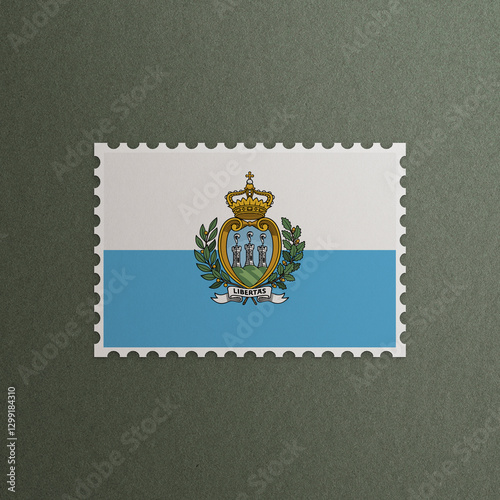 Fotografie Post office stamp with the flag of San Marino 3D Rendering