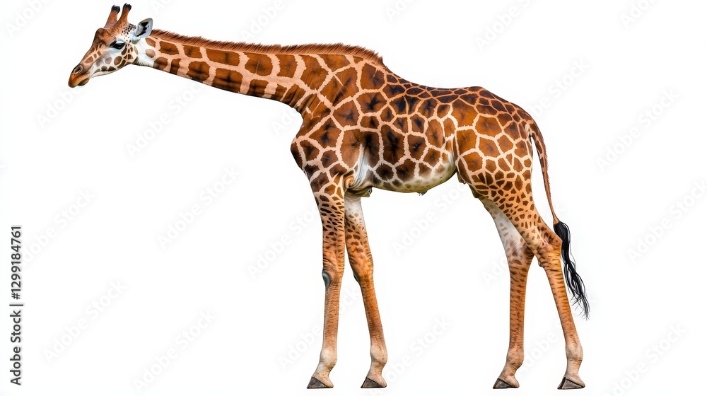 Obraz premium Giraffe Profile Against White (1)