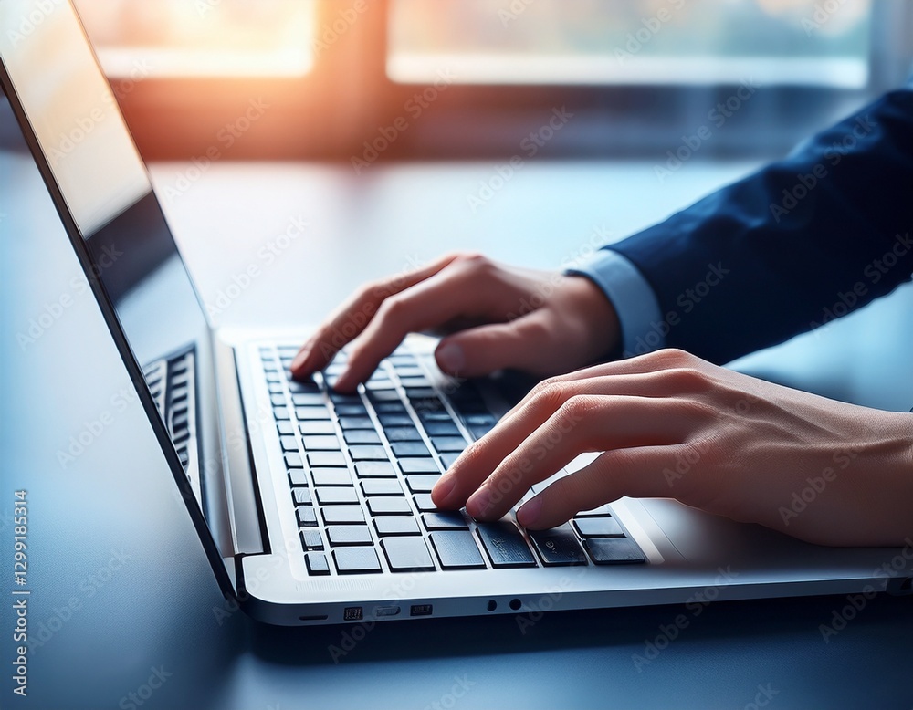 Hands Typing on a Laptop Keyboard – Productive Work Moment Hands Typing on a Laptop Keyboard – Productive Work Moment