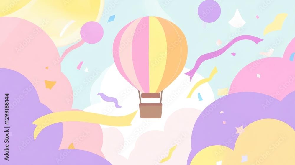 Naklejka premium Pastel Hot Air Balloon Celebration Design