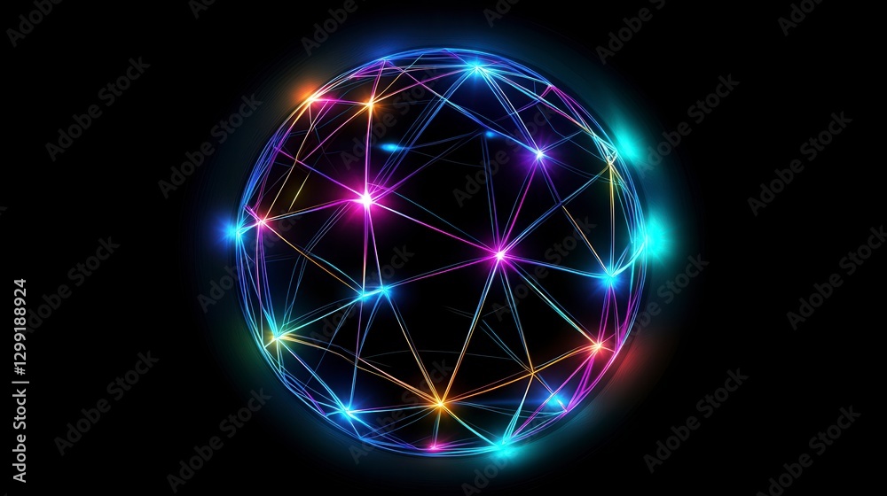 Vibrant Digital Sphere: A mesmerizing network design, showcasing interconnectedness and futuristic technology. Vibrant Digital Sphere: A mesmerizing network design, showcasing interconnectedness and futuristic technology.