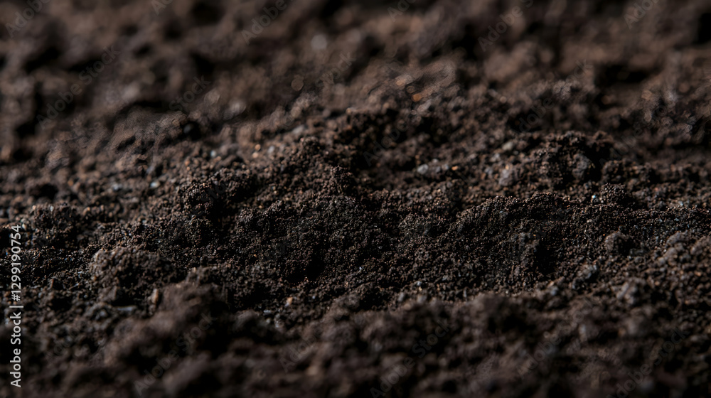 Close Up of Dark Brown Earth Soil Texture with Detailed Granular Surface and Roughness Close Up of Dark Brown Earth Soil Texture with Detailed Granular Surface and Roughness